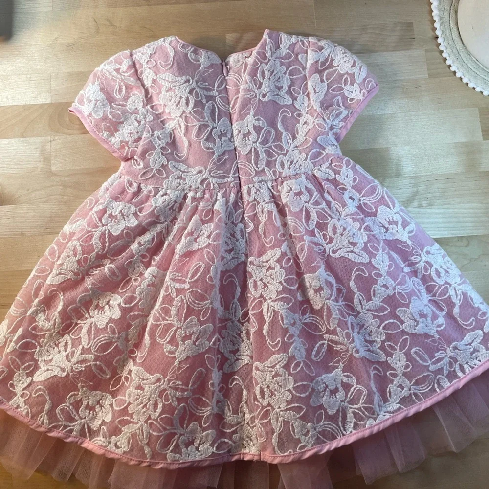 Mayoral Pink and White Floral Lace Dress